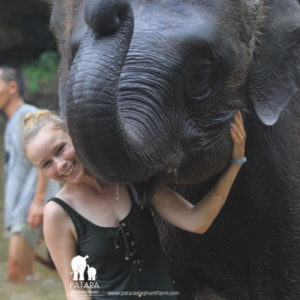 Emma Hewitt, RVT, with elephant