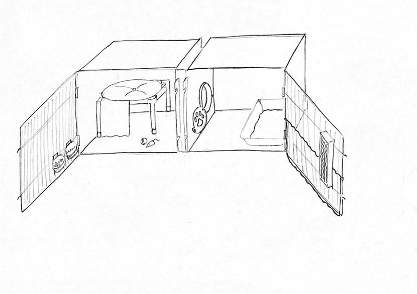 Individual cat housing sketch
